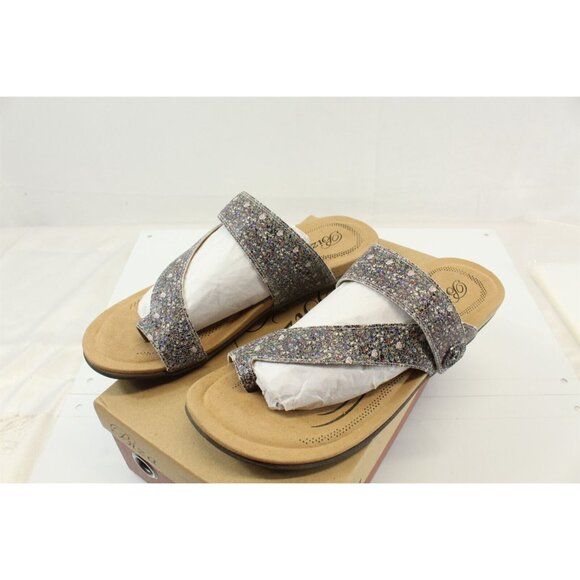 Biza Sandals Open Toe With Loop Leather & Metallic Stud Accents Grey Size 11 - Picture 1 of 8